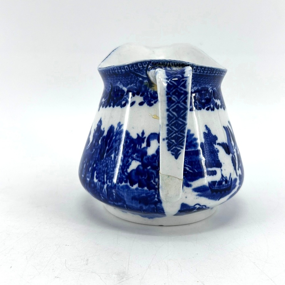 Ye Olde Willow Blue White Transferware Pitcher Creamer Stoke on Trent England - Picture 4 of 10